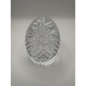 Vintage France Lead Crystal  Egg Paperweight  Fern & Hobnail Pattern  3.5"